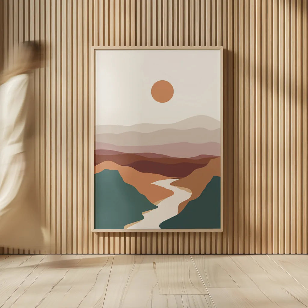 Boho Valley II by Omar Escalante. shown as over sized large wall art. Available as an archival giclee rolled canvas, fine art paper, or poster print. SKU 90454h.