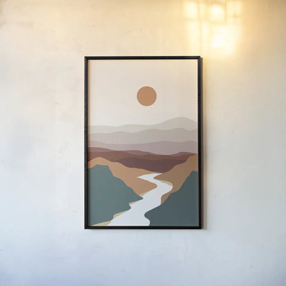 Boho Valley II by Omar Escalante. shown as a paper print in a black flame. Available as a archival giclee rolled canvas, fine art paper, or poster print. SKU 90454h.