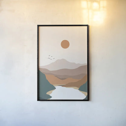 Boho Valley III by Omar Escalante. shown as a paper print in a black flame. Available as a archival giclee rolled canvas, fine art paper, or poster print. SKU 90455h.