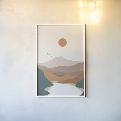 Boho Valley III by Omar Escalante. shown as a paper print in a white frame. Available as a archival giclee rolled canvas, fine art paper, or poster print. SKU 90455h.