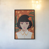 Boho Woman I by Omar Escalante. shown as a paper print in a black flame. Available as a archival giclee rolled canvas, fine art paper, or poster print. SKU 84263h.