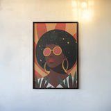 Boho Woman II by Omar Escalante. shown as a paper print in a black flame. Available as a archival giclee rolled canvas, fine art paper, or poster print. SKU 84264h.