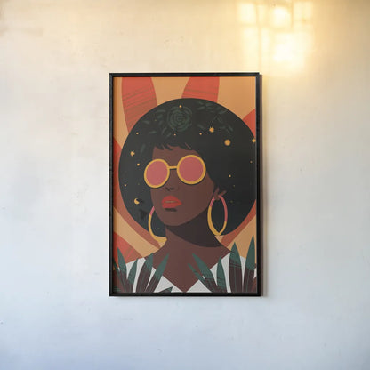 Boho Woman II by Omar Escalante. shown as a paper print in a black flame. Available as a archival giclee rolled canvas, fine art paper, or poster print. SKU 84264h.