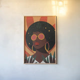 Boho Woman II by Omar Escalante. shown as a paper print in a natural frame. Available as a archival giclee rolled canvas, fine art paper, or poster print. SKU 84264h.