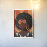 Boho Woman II by Omar Escalante. shown as a paper print in a white frame. Available as a archival giclee rolled canvas, fine art paper, or poster print. SKU 84264h.