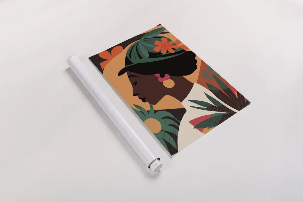 Boho Woman III by Omar Escalante. shown as a rolled paper print. Available as archival giclee rolled canvas, fine art paper, or poster print. SKU 84265h.