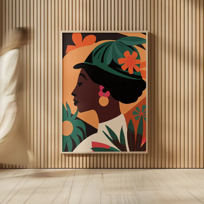 Boho Woman III by Omar Escalante. shown as over sized large wall art. Available as an archival giclee rolled canvas, fine art paper, or poster print. SKU 84265h.