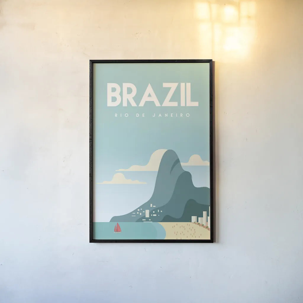Brazil by Omar Escalante. shown as a paper print in a black flame. Available as a archival giclee rolled canvas, fine art paper, or poster print. SKU 71454h.