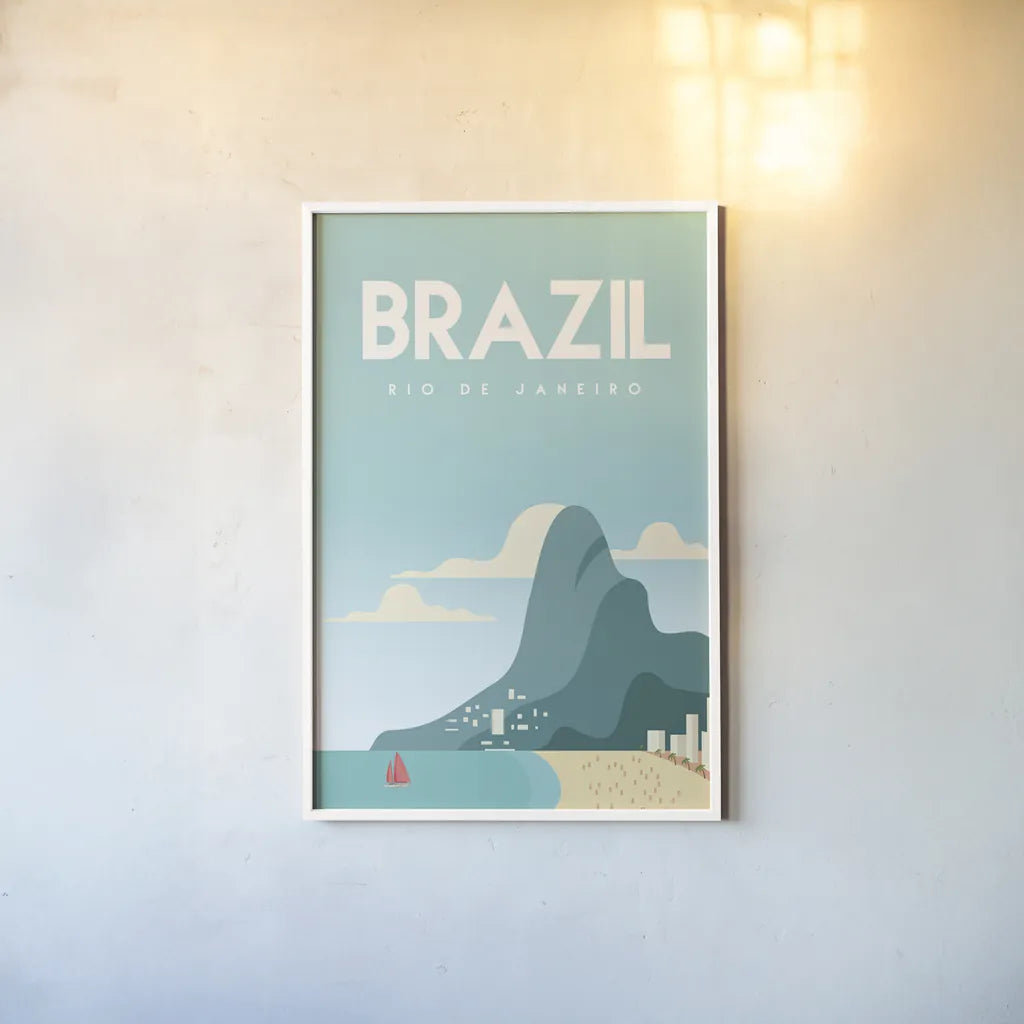 Brazil by Omar Escalante. shown as a paper print in a white frame. Available as a archival giclee rolled canvas, fine art paper, or poster print. SKU 71454h.