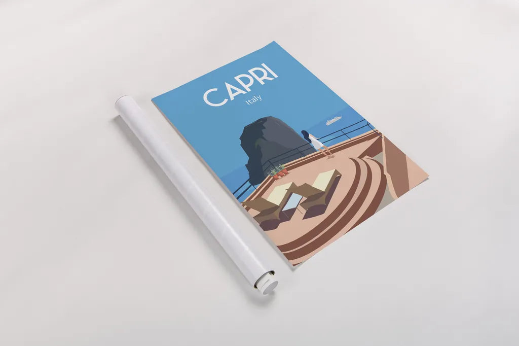 Capri by Omar Escalante. shown as a rolled paper print. Available as archival giclee rolled canvas, fine art paper, or poster print. SKU 62778h.