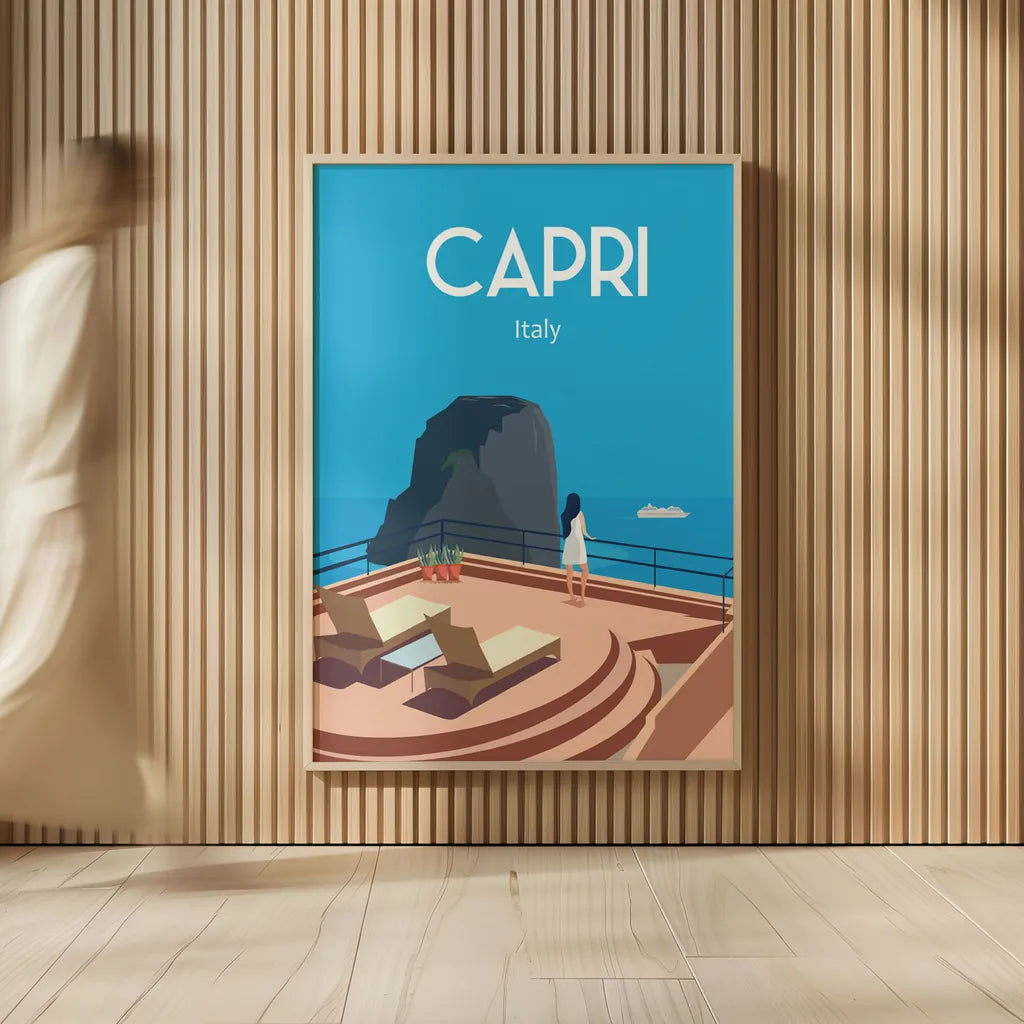 Capri by Omar Escalante. shown as over sized large wall art. Available as an archival giclee rolled canvas, fine art paper, or poster print. SKU 62778h.