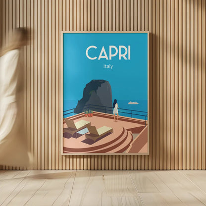 Capri by Omar Escalante. shown as over sized large wall art. Available as an archival giclee rolled canvas, fine art paper, or poster print. SKU 62778h.
