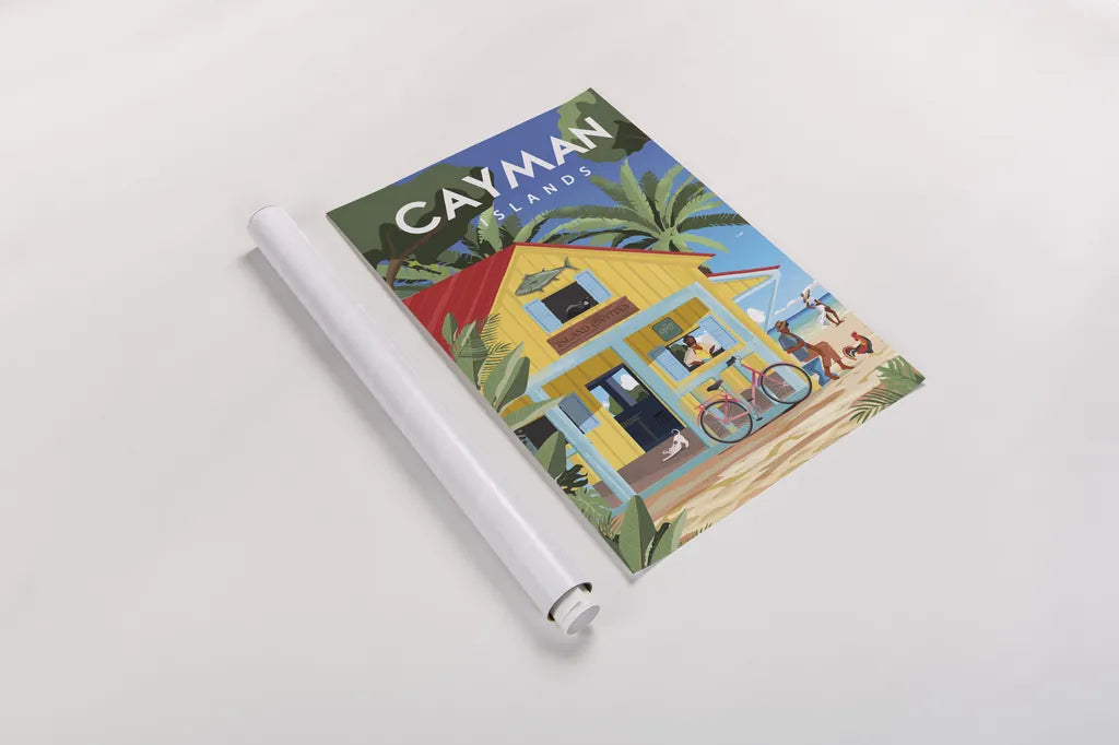 Cayman Islands by Omar Escalante. shown as a rolled paper print. Available as archival giclee rolled canvas, fine art paper, or poster print. SKU 78752h.