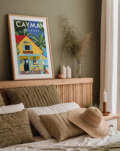 Cayman Islands by Omar Escalante. shown as a paper print in a natural frame. Available as a archival giclee rolled canvas, fine art paper, or poster print. SKU 78752h.