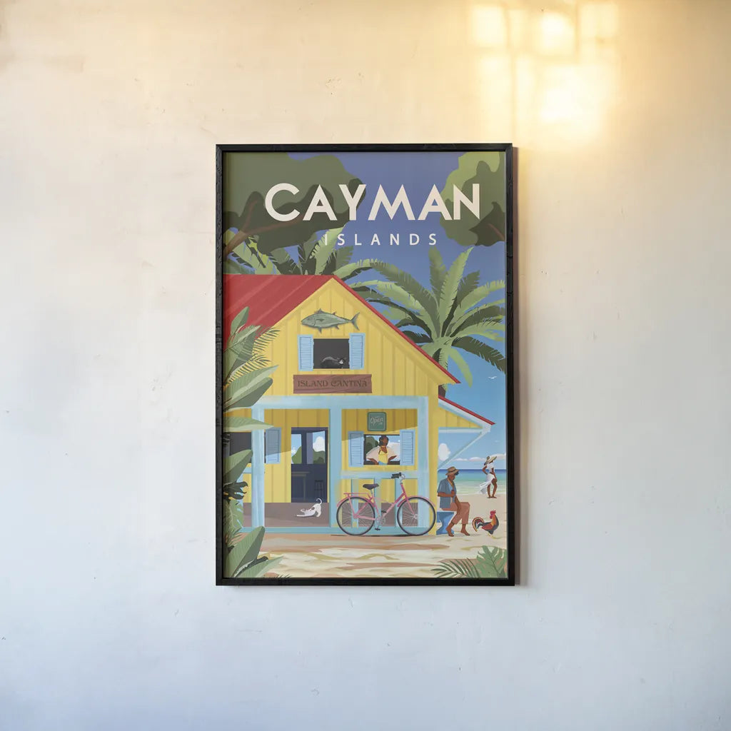 Cayman Islands by Omar Escalante. shown as a paper print in a black flame. Available as a archival giclee rolled canvas, fine art paper, or poster print. SKU 78752h.
