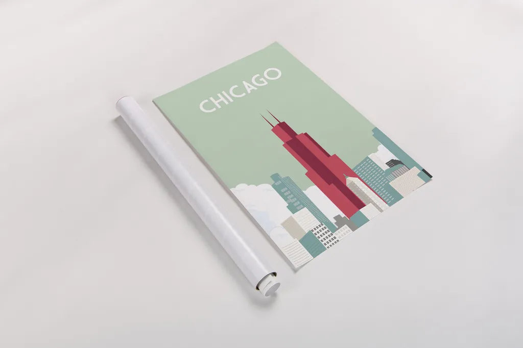 Chicago by Omar Escalante. shown as a rolled paper print. Available as archival giclee rolled canvas, fine art paper, or poster print. SKU 62764h.