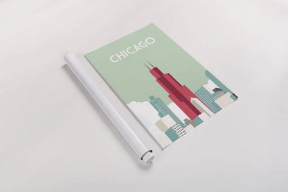 Chicago by Omar Escalante. shown as a rolled paper print. Available as archival giclee rolled canvas, fine art paper, or poster print. SKU 62764h.