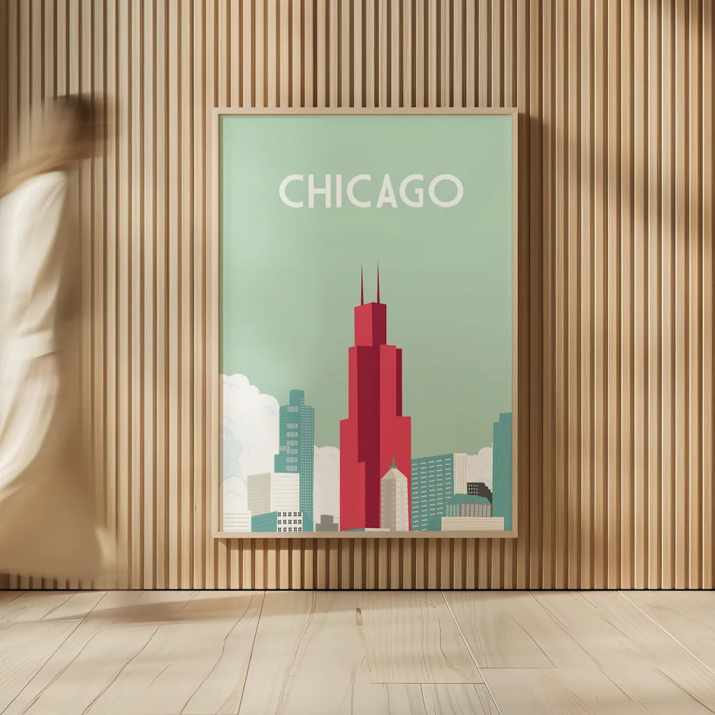 Chicago by Omar Escalante. shown as over sized large wall art. Available as an archival giclee rolled canvas, fine art paper, or poster print. SKU 62764h.