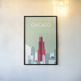 Chicago by Omar Escalante. shown as a paper print in a black flame. Available as a archival giclee rolled canvas, fine art paper, or poster print. SKU 62764h.