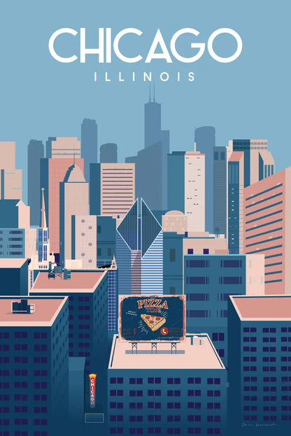 Chicago Illinois by Omar Escalante. SKU 82464h. Archival Giclee Fine art print for wall decor.