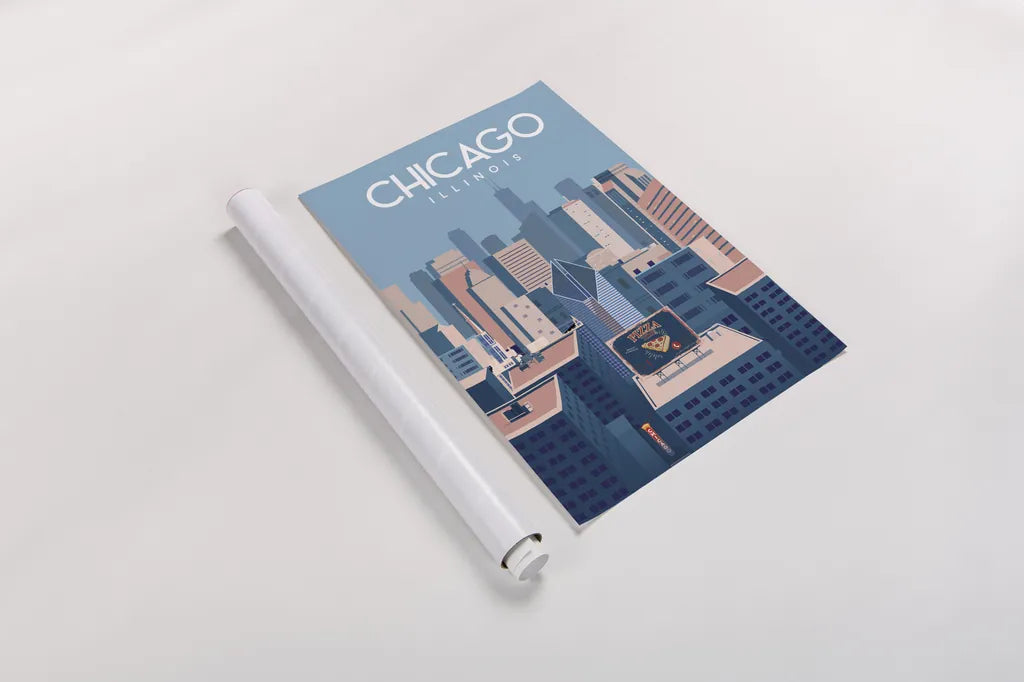 Chicago Illinois by Omar Escalante. shown as a rolled paper print. Available as archival giclee rolled canvas, fine art paper, or poster print. SKU 82464h.