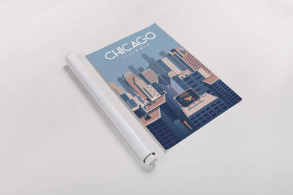 Chicago Illinois by Omar Escalante. shown as a rolled paper print. Available as archival giclee rolled canvas, fine art paper, or poster print. SKU 82464h.