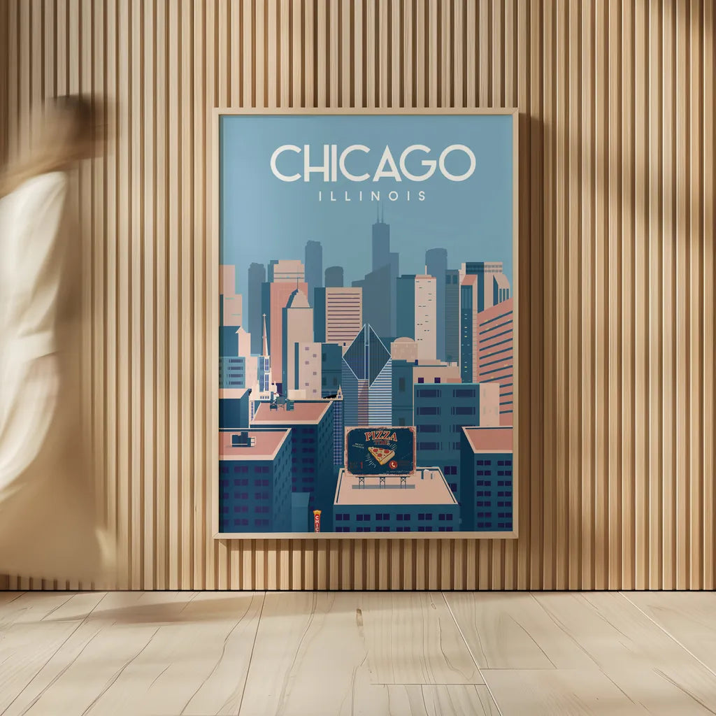 Chicago Illinois by Omar Escalante. shown as over sized large wall art. Available as an archival giclee rolled canvas, fine art paper, or poster print. SKU 82464h.