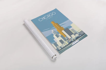 Chicago from Lake Michigan by Omar Escalante. shown as a rolled paper print. Available as archival giclee rolled canvas, fine art paper, or poster print. SKU 82463h.