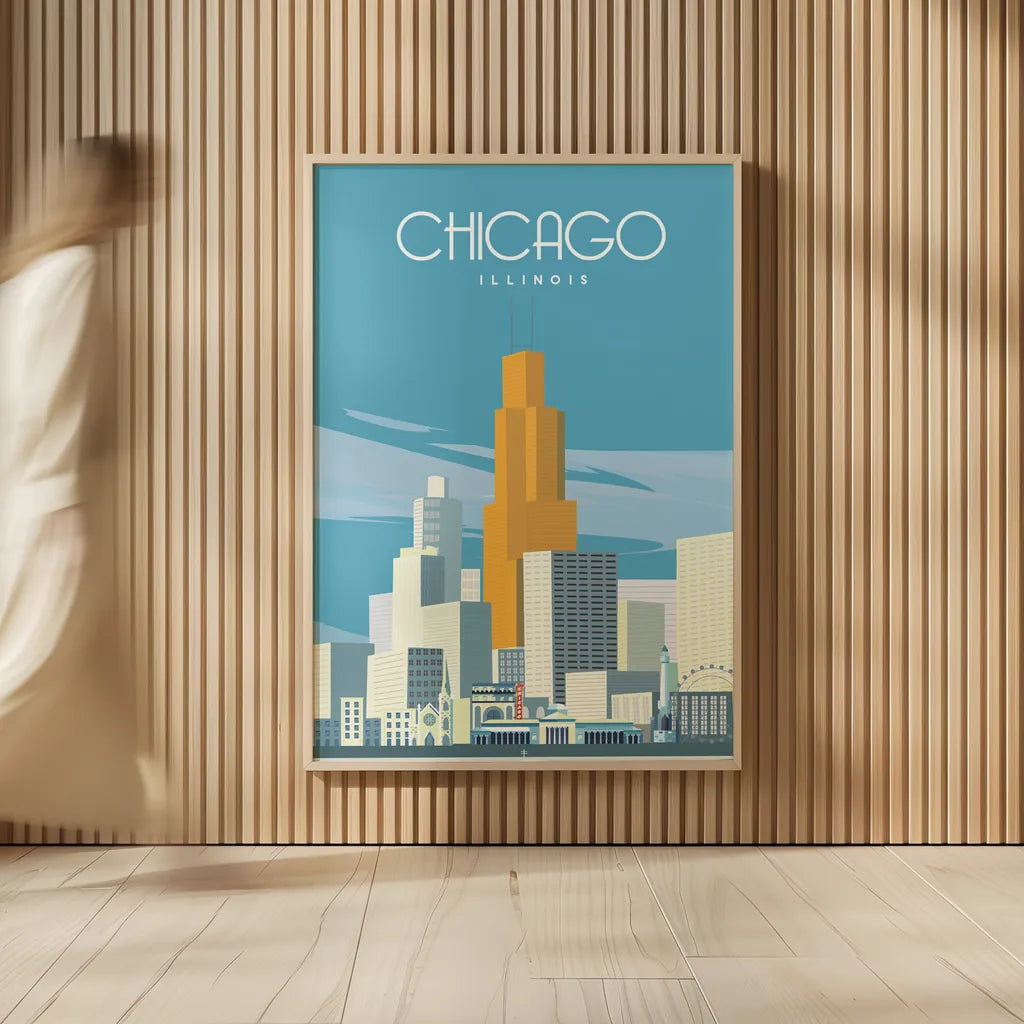 Chicago from Lake Michigan by Omar Escalante. shown as over sized large wall art. Available as an archival giclee rolled canvas, fine art paper, or poster print. SKU 82463h.