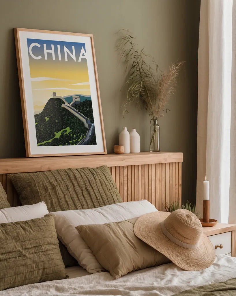 China by Omar Escalante. shown as a paper print in a natural frame. Available as a archival giclee rolled canvas, fine art paper, or poster print. SKU 62031h.