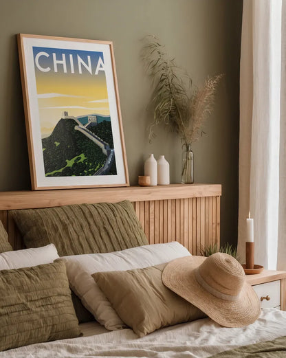 China by Omar Escalante. shown as a paper print in a natural frame. Available as a archival giclee rolled canvas, fine art paper, or poster print. SKU 62031h.