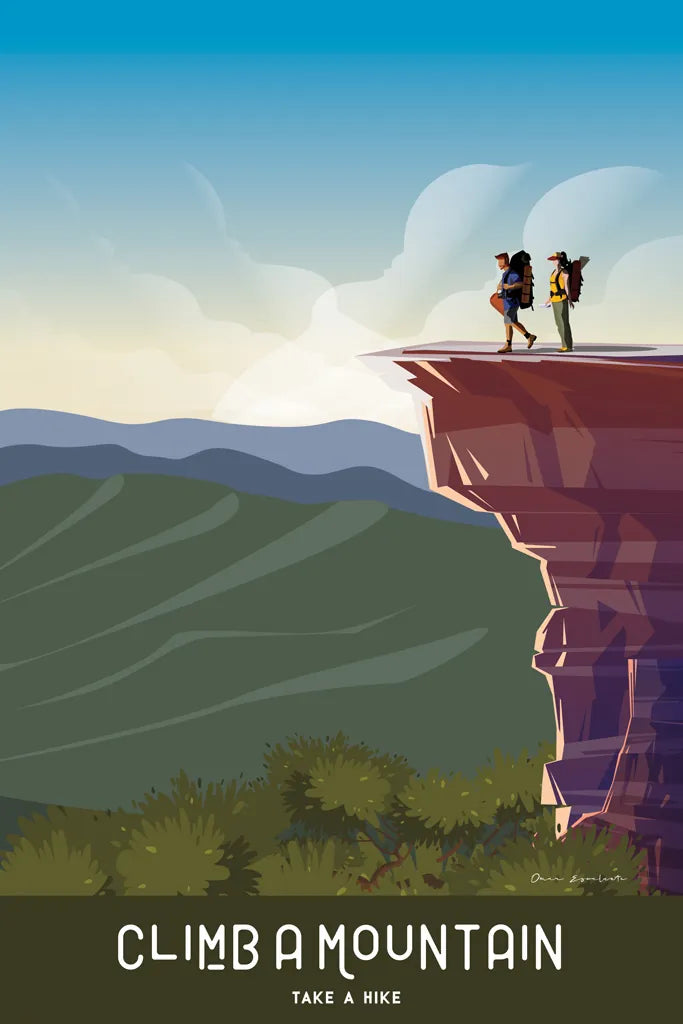 Climb a Mountain by Omar Escalante. SKU 65936h. Archival Giclee Fine art print for wall decor.