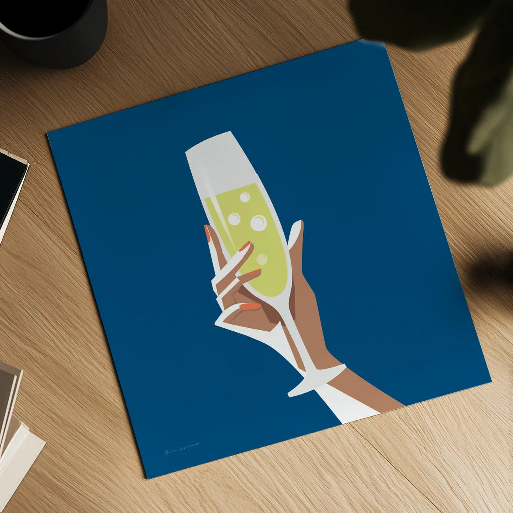 Cocktail Time II Sq by Omar Escalante. Shown as a detailed flat fine art print, highlighting archival giclee quality. Available as an archival giclee rolled canvas, fine art paper, or poster print. SKU 80659a.