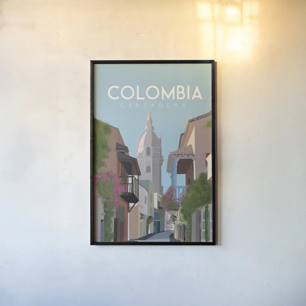 Colombia by Omar Escalante. shown as a paper print in a black flame. Available as a archival giclee rolled canvas, fine art paper, or poster print. SKU 71455h.