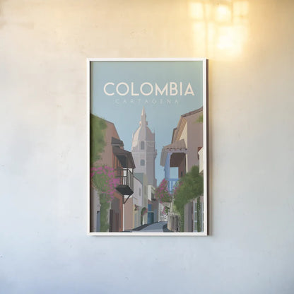 Colombia by Omar Escalante. shown as a paper print in a white frame. Available as a archival giclee rolled canvas, fine art paper, or poster print. SKU 71455h.