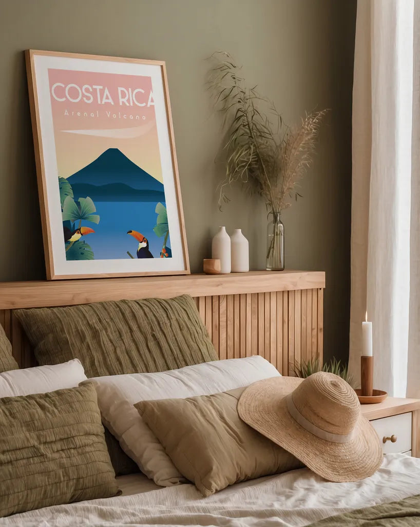 Costa Rica by Omar Escalante. shown as a paper print in a natural frame. Available as a archival giclee rolled canvas, fine art paper, or poster print. SKU 71456h.