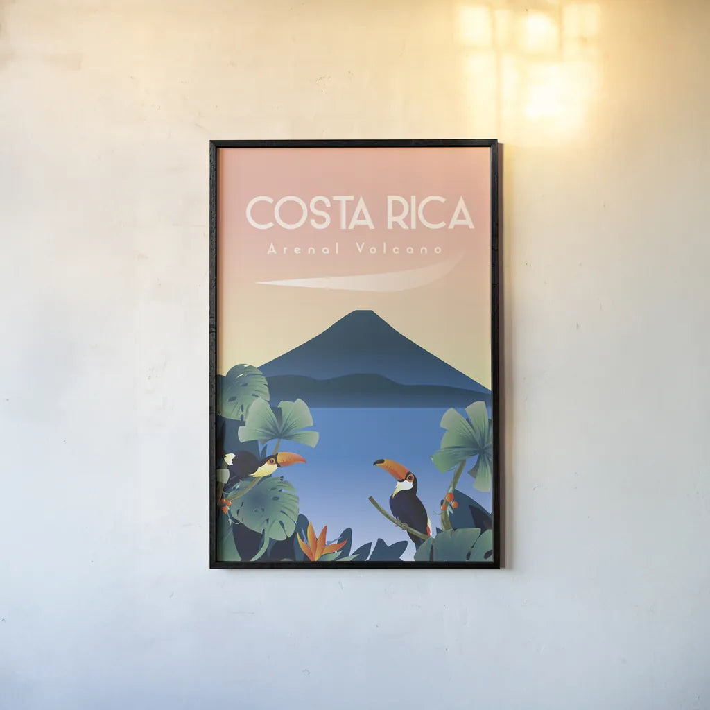 Costa Rica by Omar Escalante. shown as a paper print in a black flame. Available as a archival giclee rolled canvas, fine art paper, or poster print. SKU 71456h.