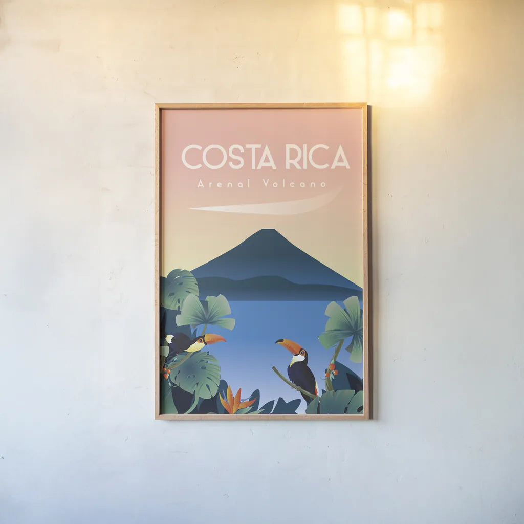 Costa Rica by Omar Escalante. shown as a paper print in a natural frame. Available as a archival giclee rolled canvas, fine art paper, or poster print. SKU 71456h.