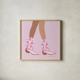 Cowgirly I by Omar Escalante. Shown in a natural wood glass frame for a timeless modern aesthetic. Available as an archival giclee rolled canvas, fine art paper, or poster print. SKU 84593a.