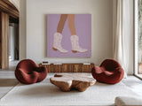 Cowgirly I by Omar Escalante. Shown as extra-large giant wall art in a modern living room. Available as an archival giclee rolled canvas, fine art paper, or poster print. SKU 85859a.