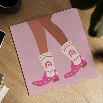 Cowgirly II by Omar Escalante. Shown as a detailed flat fine art print, highlighting archival giclee quality. Available as an archival giclee rolled canvas, fine art paper, or poster print. SKU 84594a.