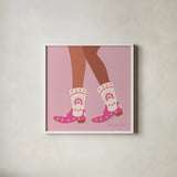 Cowgirly II by Omar Escalante. Shown in a crisp white glass frame for a clean and minimalist style. Available as an archival giclee rolled canvas, fine art paper, or poster print. SKU 84594a.