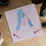 Cowgirly III by Omar Escalante. Shown as a detailed flat fine art print, highlighting archival giclee quality. Available as an archival giclee rolled canvas, fine art paper, or poster print. SKU 84595a.