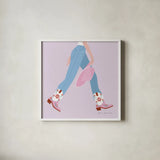 Cowgirly III by Omar Escalante. Shown in a crisp white glass frame for a clean and minimalist style. Available as an archival giclee rolled canvas, fine art paper, or poster print. SKU 84595a.