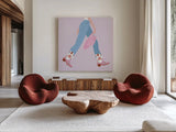 Cowgirly III by Omar Escalante. Shown as extra-large giant wall art in a modern living room. Available as an archival giclee rolled canvas, fine art paper, or poster print. SKU 84595a.