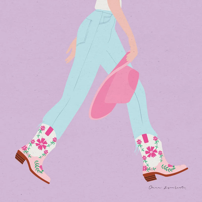Cowgirly III Pastel by Omar Escalante. SKU 85861a. Archival Giclee Fine art print for wall decor.