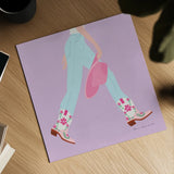 Cowgirly III Pastel by Omar Escalante. Shown as a detailed flat fine art print, highlighting archival giclee quality. Available as an archival giclee rolled canvas, fine art paper, or poster print. SKU 85861a.