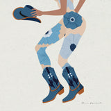 Cowgirly IV Blue by Omar Escalante. SKU 89336a. Archival Giclee Fine art print for wall decor.