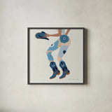 Cowgirly IV Blue by Omar Escalante. Shown in a sleek black glass frame for a contemporary gallery look. Available as an archival giclee rolled canvas, fine art paper, or poster print. SKU 89336a.