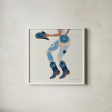Cowgirly IV Blue by Omar Escalante. Shown in a crisp white glass frame for a clean and minimalist style. Available as an archival giclee rolled canvas, fine art paper, or poster print. SKU 89336a.